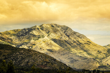 Landscape of the Durmitor mountains in Montenegro, Europe. Mountain landscape. Montenegro, Albania, Bosnia, Dinaric Alps Balkan Peninsula. Soft focus