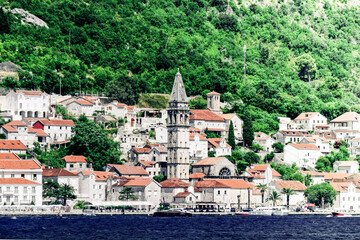 Historic city of Perast at Bay of Kotor, UNESCO World Heritage Site, in summer, Montenegro