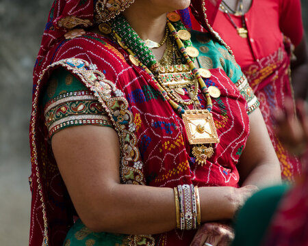 Colorful saree ,traditional costume , woman , Rajasthan, India