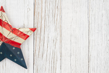 Retro USA star on weathered whitewash wood background