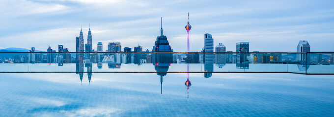 Kuala Lumpur skyline panorama with Menara Kuala Lumpur Tower