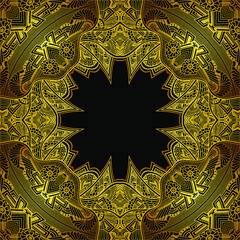 Template Abstract background with lace in Zen tangle Zen doodle Indian Arabic Eastern  style gold and black colors for decoration different things