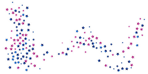 Confetti of shooting stars. Blue, beige stars. Luxury holiday background. Abstract texture on a white background. Design element. Vector illustration, eps 10.