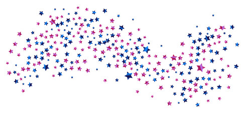 Confetti of shooting stars. Blue, beige stars. Luxury holiday background. Abstract texture on a white background. Design element. Vector illustration, eps 10.