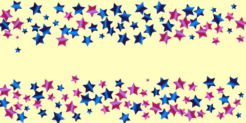 Confetti of shooting stars. Blue, beige stars. Luxury holiday background. Abstract texture on a white background. Design element. Vector illustration, eps 10.