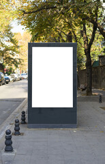 Blank vertical billboard and outdoor advertising.