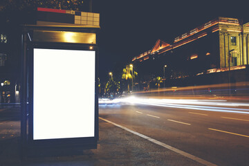 Electronic blank billboard with copy space for your advertising text message or content, public...