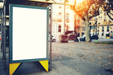 Blank billboard with copy space area for your text message or promotional content, public...