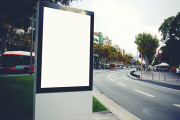 Blank billboard with copy space for your text message or promotional content, empty public...