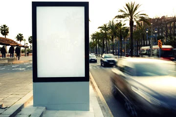 Tischdecke Blank billboard outdoors, outdoor advertising, public information board on city road, filtered image, cross process © BullRun