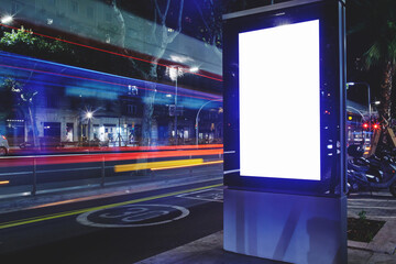 Electronic advertising board with copy space screen for your text message or content, banner with...