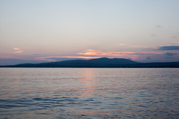 Sunset over the sea. Sunset at sea. Sea Waves. Ocean waves. Black Sea, Gelendzhik.