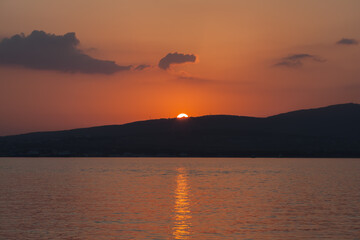 Sunset over the sea. Sunset at sea. Sea Waves. Ocean waves. Black Sea, Gelendzhik.