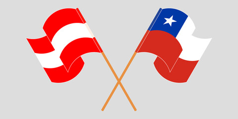Crossed flags of Chile and Austria