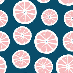 Seamless pattern with pink  citrus fruit design
