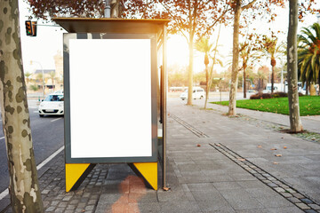 Blank billboard with copy space for your text message or content, public information board on...
