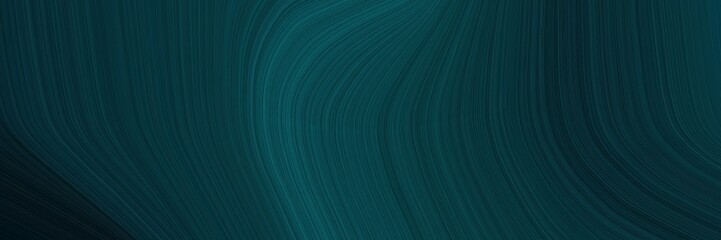 simple banner with elegant modern soft swirl waves background illustration with very dark blue, teal green and black color