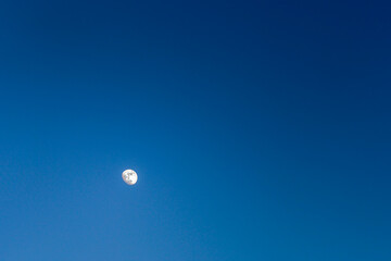 Naklejka na ściany i meble brightly lit moon in a cloudless dark blue sky, nature, landscape