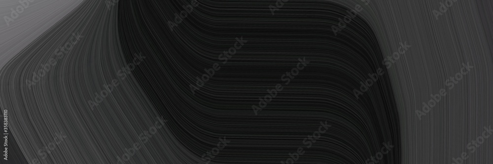 Poster simple banner with colorful elegant curvy swirl waves background design with very dark blue, dim gray and dark slate gray color