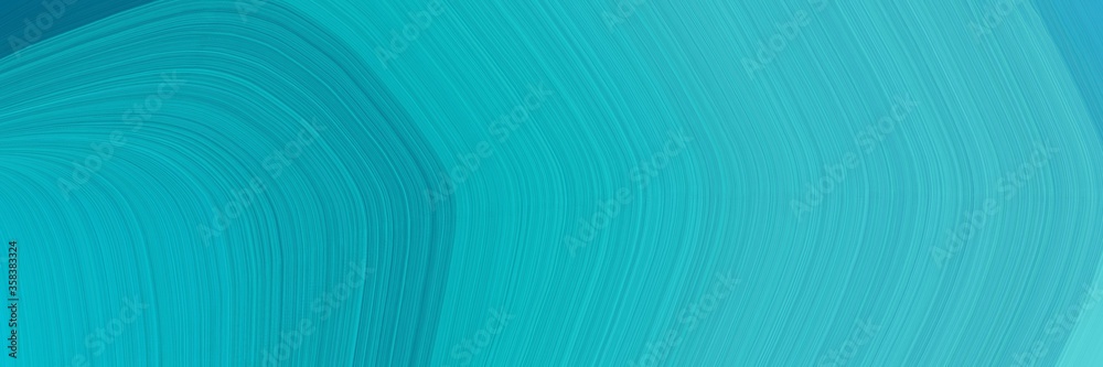 Poster simple header with colorful modern soft curvy waves background illustration with light sea green, medium turquoise and teal color