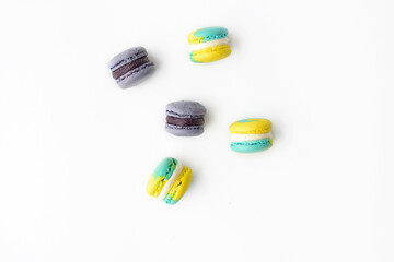 fresh homemade macarons isolated on white