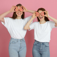 young european girls with sweets