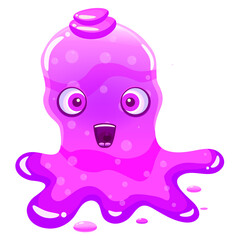 Slime jelli monster character, liquid violet creature