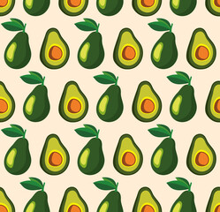 Vector summer pattern with avocadoes. Seamless texture design.