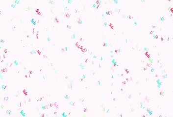 Light Green, Red vector texture with selling prices 30, 50, 90 %.