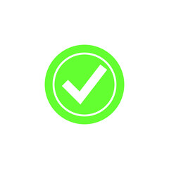 Green check box on green circle, on white background, icon, symbol, logo vector illustration
