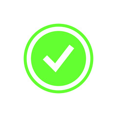 Green check box on green circle, on white background vector illustration
