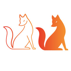Vector isolated orange fox icon. Creative logo concept