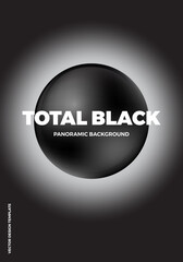 Minimal modern poster or cover design template with 3d black sphere. Trendy abstract background. Vector illustration. 
