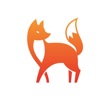 Vector isolated orange fox icon. Creative logo concept
