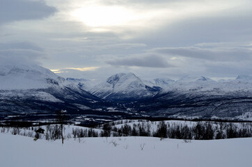 Fototapeta na wymiar mountain winter landscape in Norway