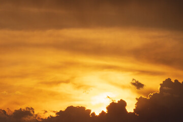 Golden sunset time, clouds in the Golden sunset