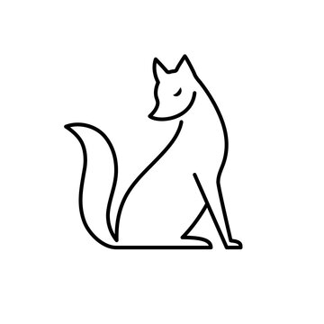 Vector isolated black and white fox icon. Creative logo concept