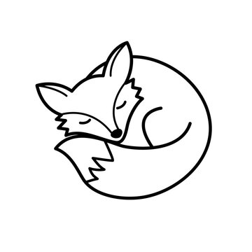 Vector isolated black and white fox icon. Creative logo concept