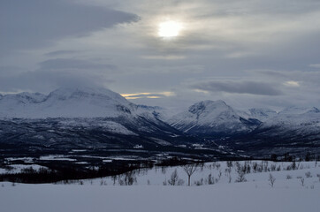 snow covered mountains