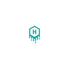 Letter H logotype in green color design concept