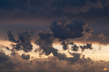 dark gray clouds at sunset