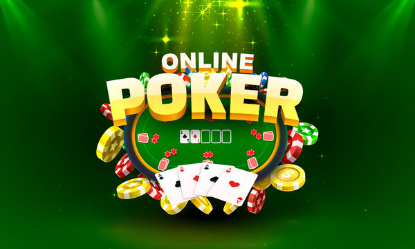 Poker Online Gamble, Game Play Banner, Club Sport. Vector