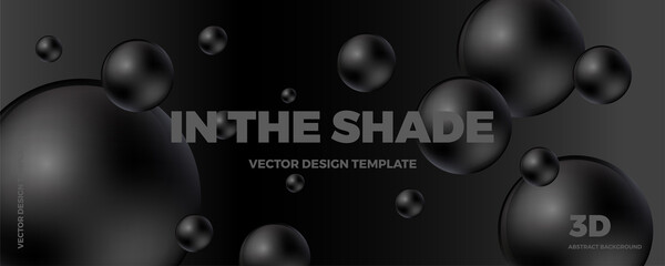 Trendy abstract design template with 3d black balls. Minimal style. Applicable for landing pages, covers, brochures, flyers, presentations, banners. Vector illustration. Eps 10