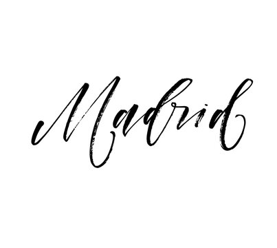 Madrid card. Modern vector brush calligraphy. Ink illustration with hand-drawn lettering. 