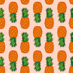 Seamless pattern with pineapples. Graphic stylized drawing. Vector illustration