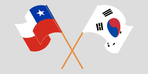Crossed flags of Chile and South Korea