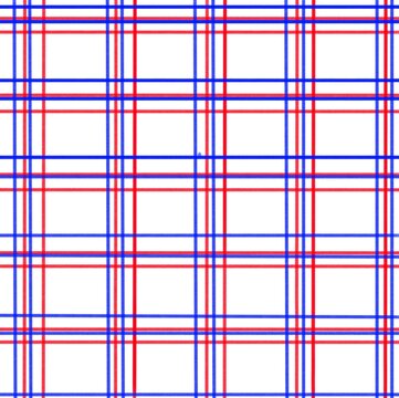 red, white and blue plaid Fourth of July pattern with white background
