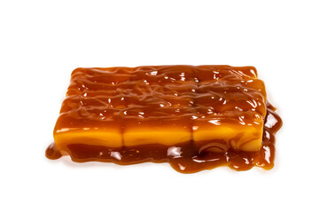 Tasty caramel candy isolated on white background.