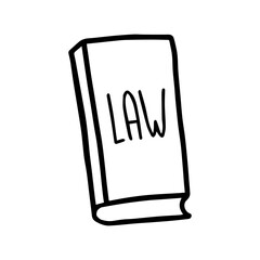 Law book in simple doodle style. Isolated on white. Vector illustration.