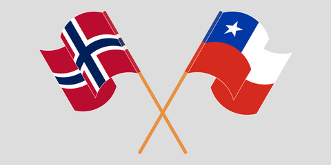 Crossed flags of Chile and Norway